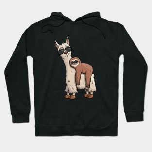 Casual Sloth Riding Llama with Sunglasses Hoodie